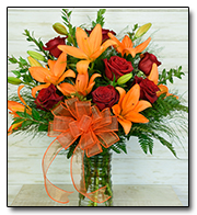 Fiery Lilies and Roses